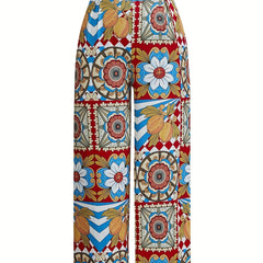  Women's Floral Wide Leg Stretch Pants