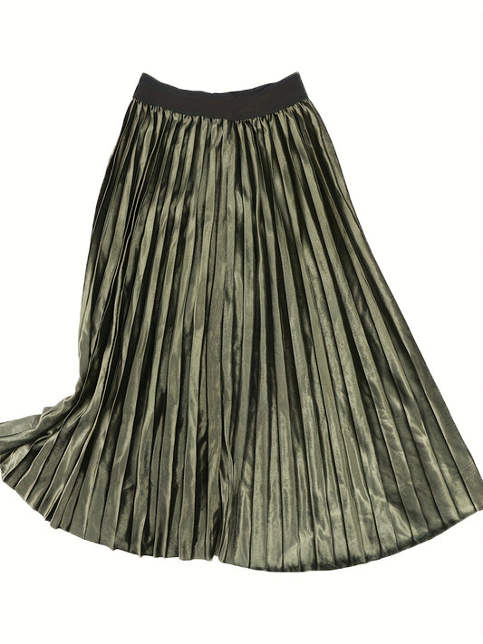  High Rise Velvet Pleated Maxi Skirt