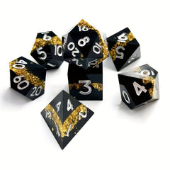 7pcs Golden Pattern Resin Dice Mini Dice For Game Entertainment
