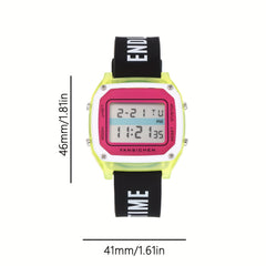 Digital Watch Silicone Strap LED Display Time Date