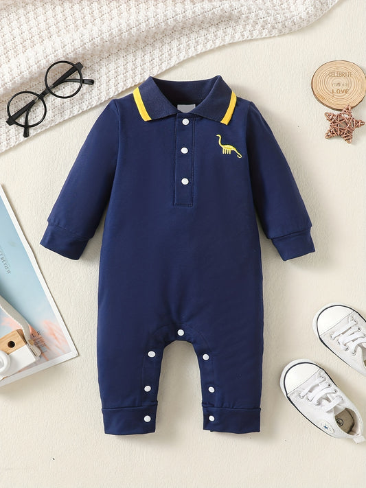 Baby Boys Long Sleeve Polo Shirt Romper Cotton Jumpsuit