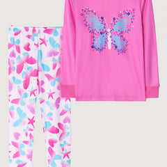 Girls Butterfly Print Pajama Set