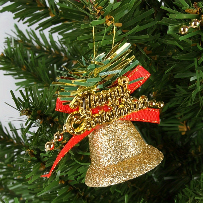 6pcs Christmas Bells Decorations Colored Powder Coated Plastic Bells