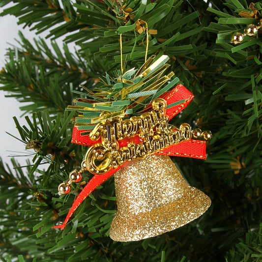 6pcs Christmas Bells Decorations Colored Powder Coated Plastic Bells