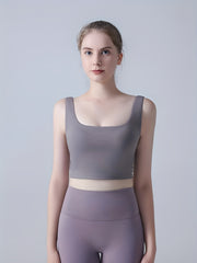 Solid Square Neck Sports Bra High Stretch Yoga Tank Top