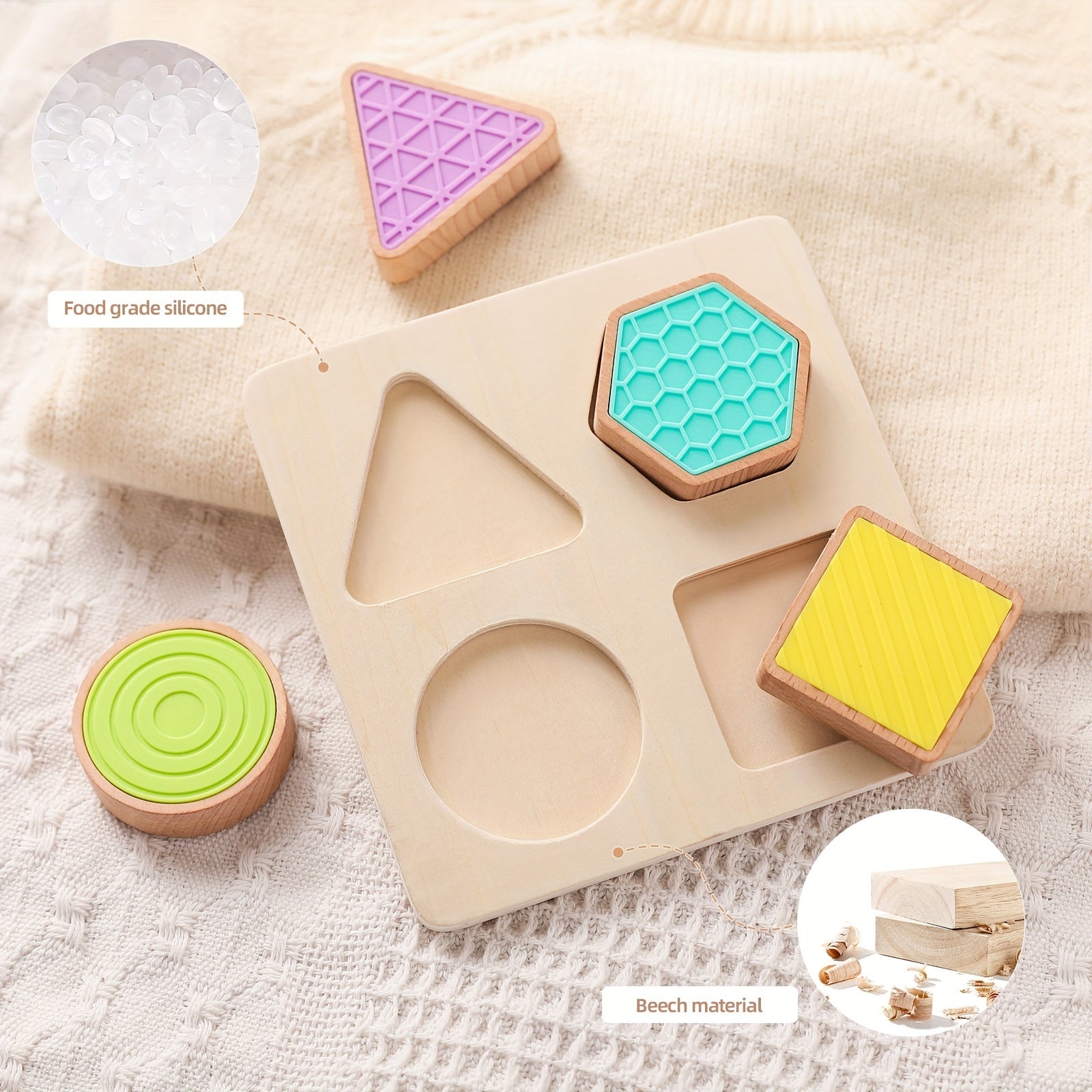 Wooden Sensory Shape Matching Puzzle Educational Toy for Cognitive Skills