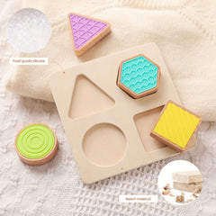 Wooden Sensory Shape Matching Puzzle Educational Toy for Cognitive Skills