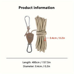 2pcs Camping Canopy Wind Rope Tent Rope Pulley Adjuster Rope Lamp Adjustable