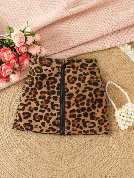 Baby Girls Leopard Print Short Dress with Zipper