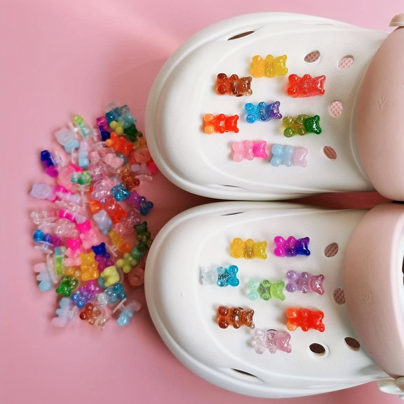 50pcs Mini Candy Bear Shoe Charms DIY Shoes Accessories Girls Boys