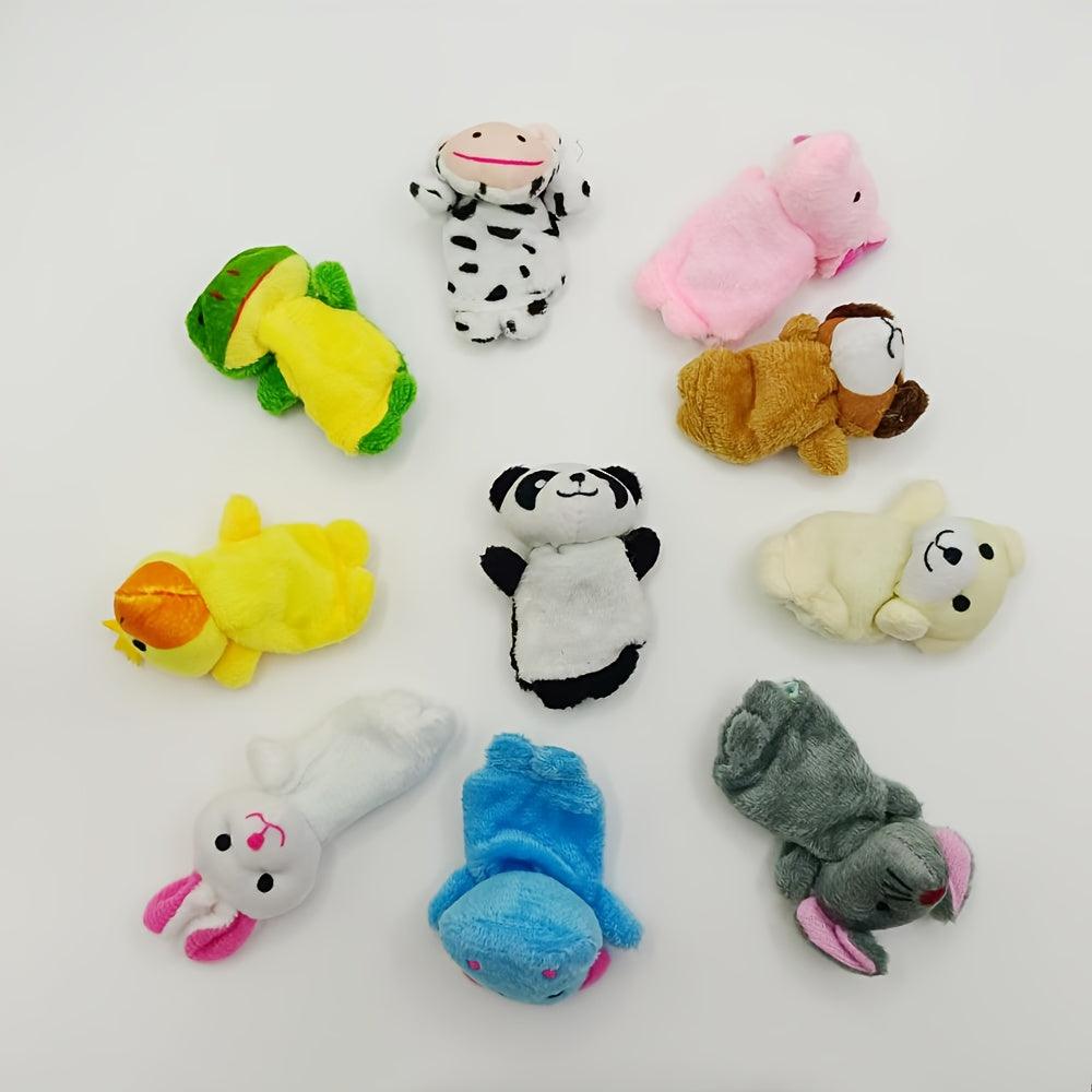 10pcs Mini Plush Animal Finger Puppets Soft Interactive Toys
