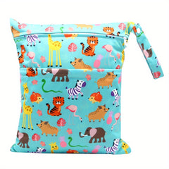 Cartoon Wet & Dry Bag Waterproof Reusable 2 Zippered Pockets & Handle