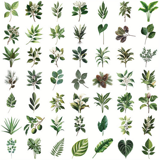 50pcs Botanical Plant & Flower Waterproof Stickers for Water Bottles Laptops
