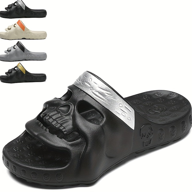 Men's Block Skull Slides Casual Non Slip Slippers Open Toe Shoes