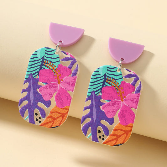 Flower Acrylic Dangle Earrings For Women