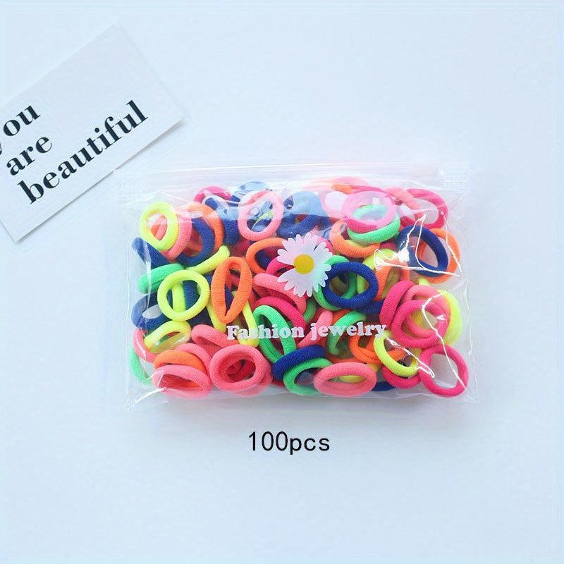 100pcs Cartoon Colorful Hair Ties, Holiday Gift for Girls