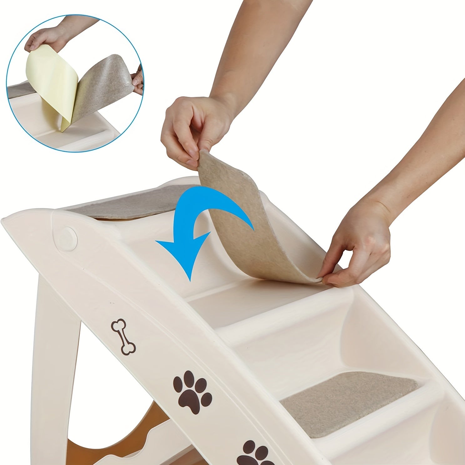 Durable Folding Pet Stairs Safe Indoor Outdoor Ramp with 4 Steps
