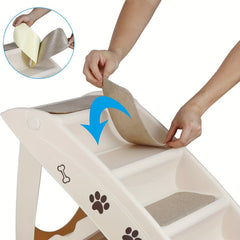 Durable Folding Pet Stairs Safe Indoor Outdoor Ramp with 4 Steps