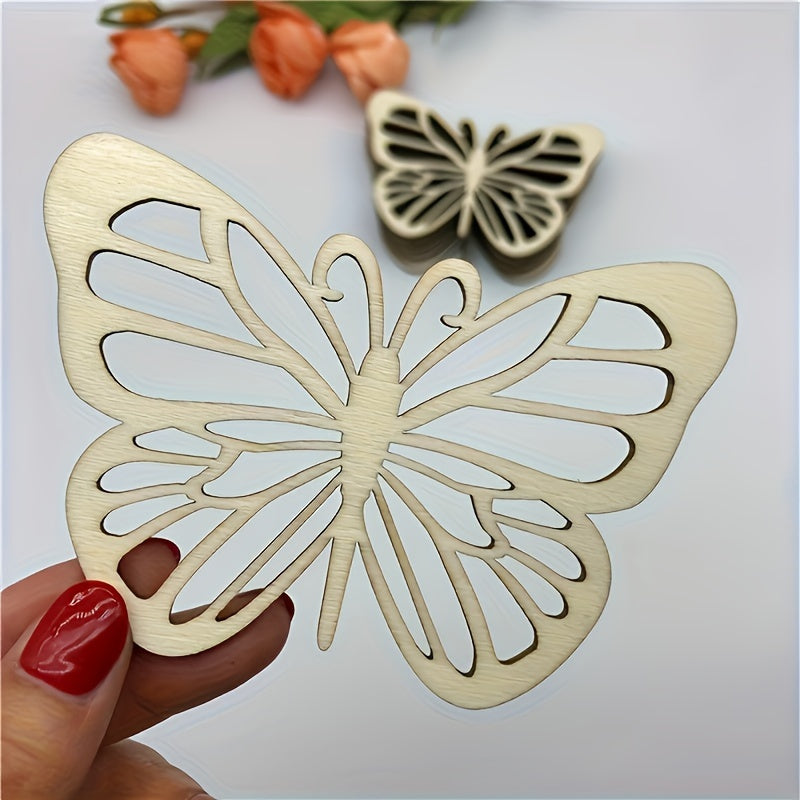 5pcs Wooden Cartoon Butterfly Chips DIY Crafts Gift Tags