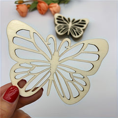 5pcs Wooden Cartoon Butterfly Chips DIY Crafts Gift Tags