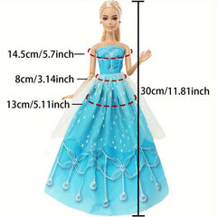 7pcs Doll Princess Dress Bag for 11.5in Doll, Christmas Birthday