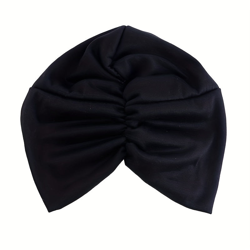 Knotted Pleated Head Wrap Solid Beanies Turban Women's Elastic Chemo Hat