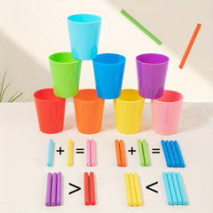 Wooden Educational Toy with Sorting Cup for Number Recognition and Matching