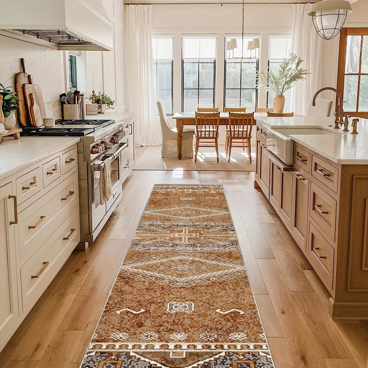 Non Slip Moroccan Tribal Kitchen Rug - Machine Washable