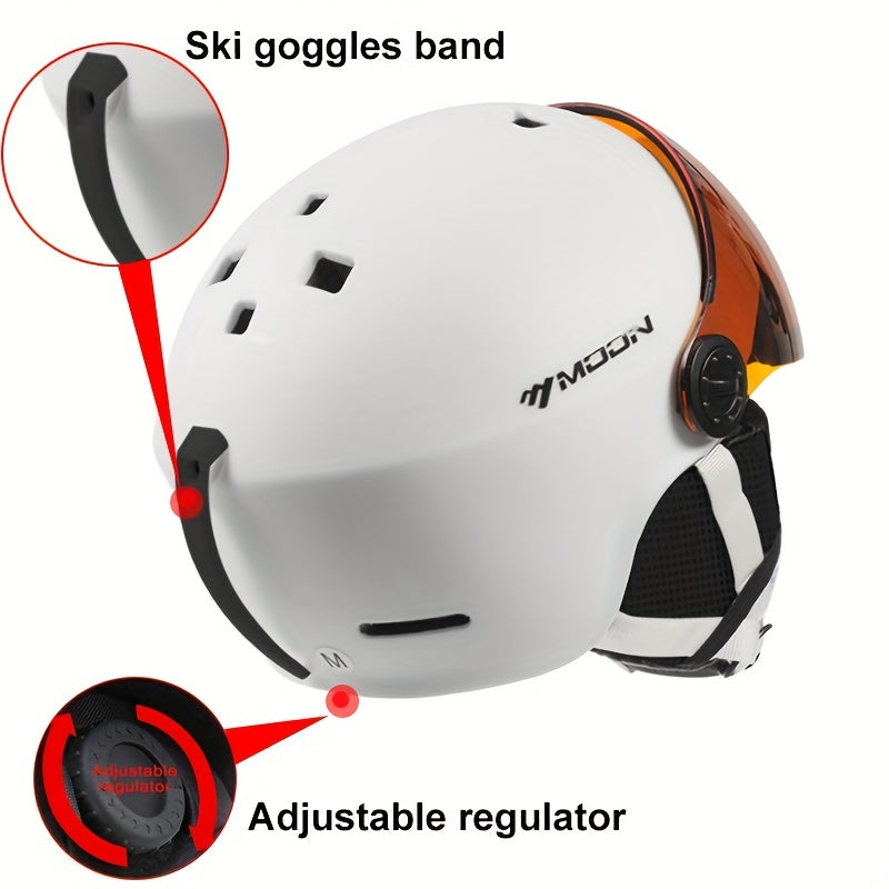 MOON Skiing Helmet Goggles PC EPS High Ski Helmet For Outdoor Sports