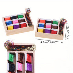 Mini Dollhouse Sewing Box Model Ornament Home Scene Prop Collectible Gift
