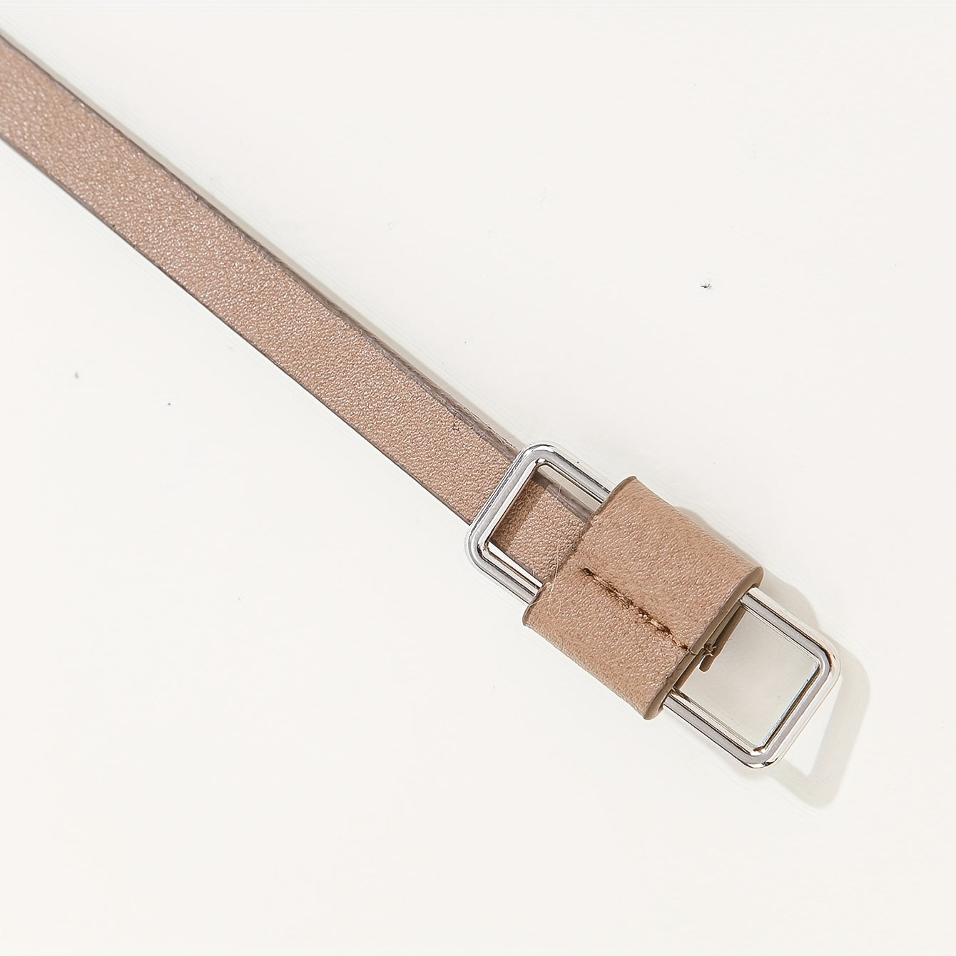 Beige PU Leather Belt with Metal Buckle for Women