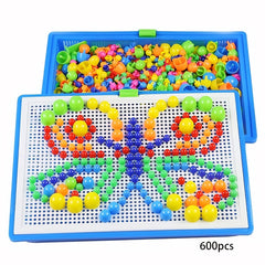 Colorful Mushroom Peg Puzzle Building Blocks Game Enhances Cognitive Skills