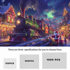 Christmas Train Jigsaw Puzzle Festive Holiday Decor Gift Santa Night Scene