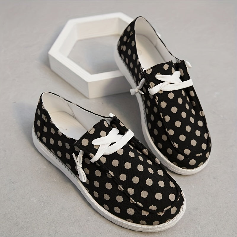 Women's Polka Dot Pattern Canvas Shoes Casual Lace Up Outdoor Shoes