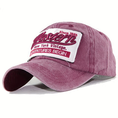 Western Embroidery Baseball Cap Distressed Dad Hats