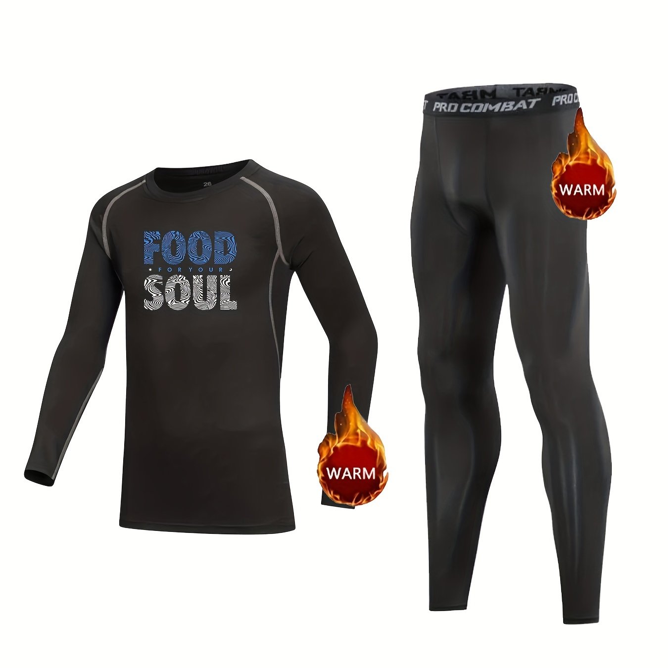 2pcs Kids Compression Fleece Sets - FOOD Pattern Crew Neck