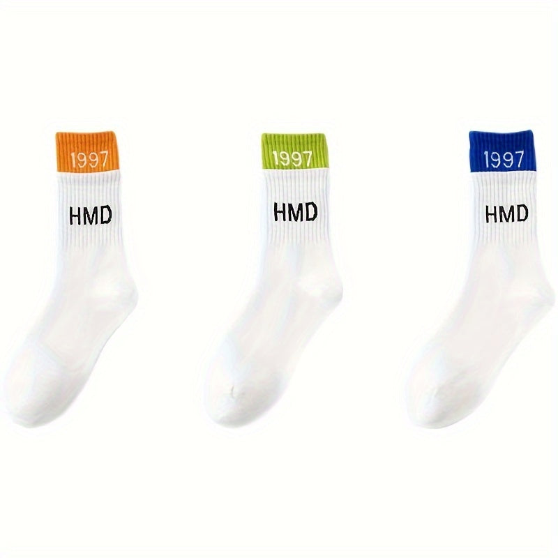 5 Pairs Letter & Number Print Socks Women's Stockings