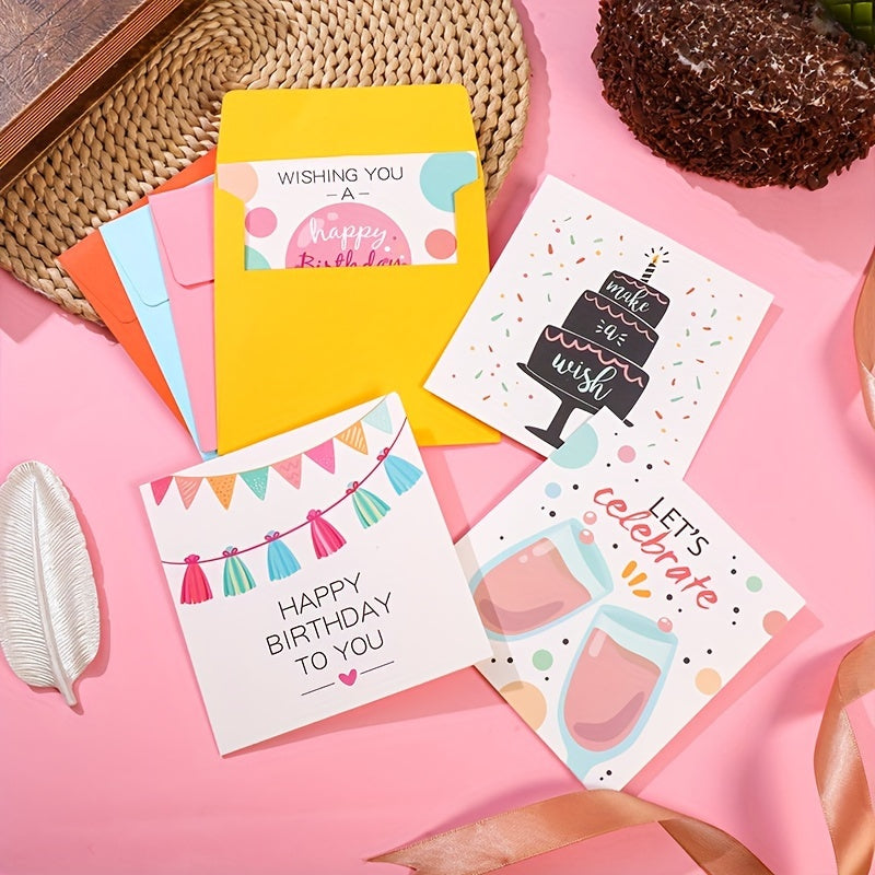 Birthday Set 4pcs Envelope Gift Card for Friends, Relatives, Lover