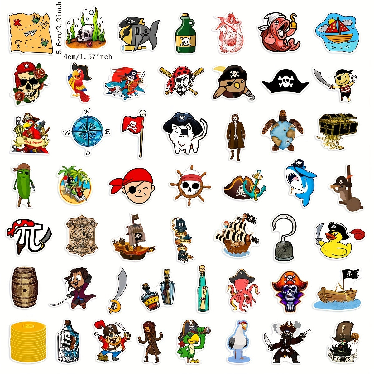 50pcs Cartoon Pirate Stickers Adults Waterproof Decals Water Bottles Laptops