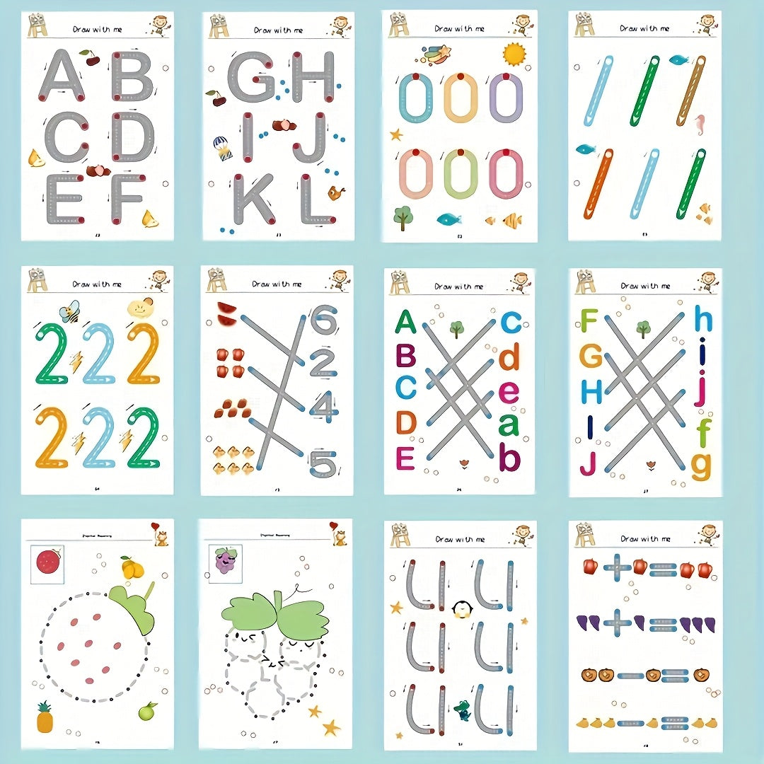 Educational Drawing Magic Practice Book for Ages 3-8 with Erasable Pens