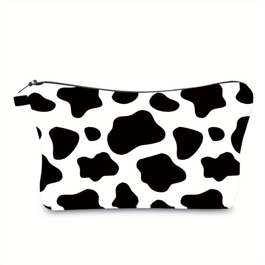 Cow Print Makeup Bag Travel Cosmetic Organizer Clutch Toiletry Storage