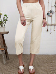 High Waist Cropped Pants for Summer & Spring