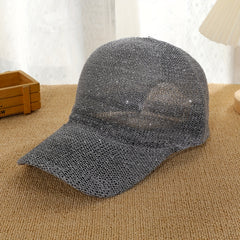 Glitter Shinny Knitted Baseball Cap Solid Hollow Breathable Dad Hat