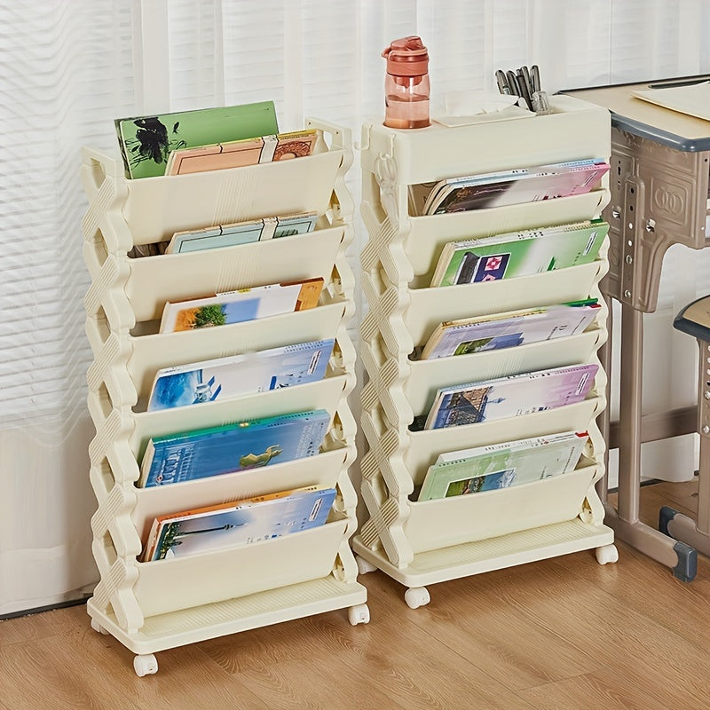 6 Tier Small Bookshelf Beside Desk Office Floor Shelf Lesson Desk Side