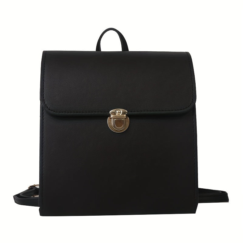 British Preppy Style Backpack with Buckle Decor