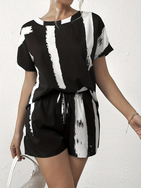 Casual Two Piece Set Short Sleeve Pantsuits