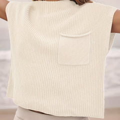 Women's Solid Sweater Vest Casual Crew Neck Short Sleeve