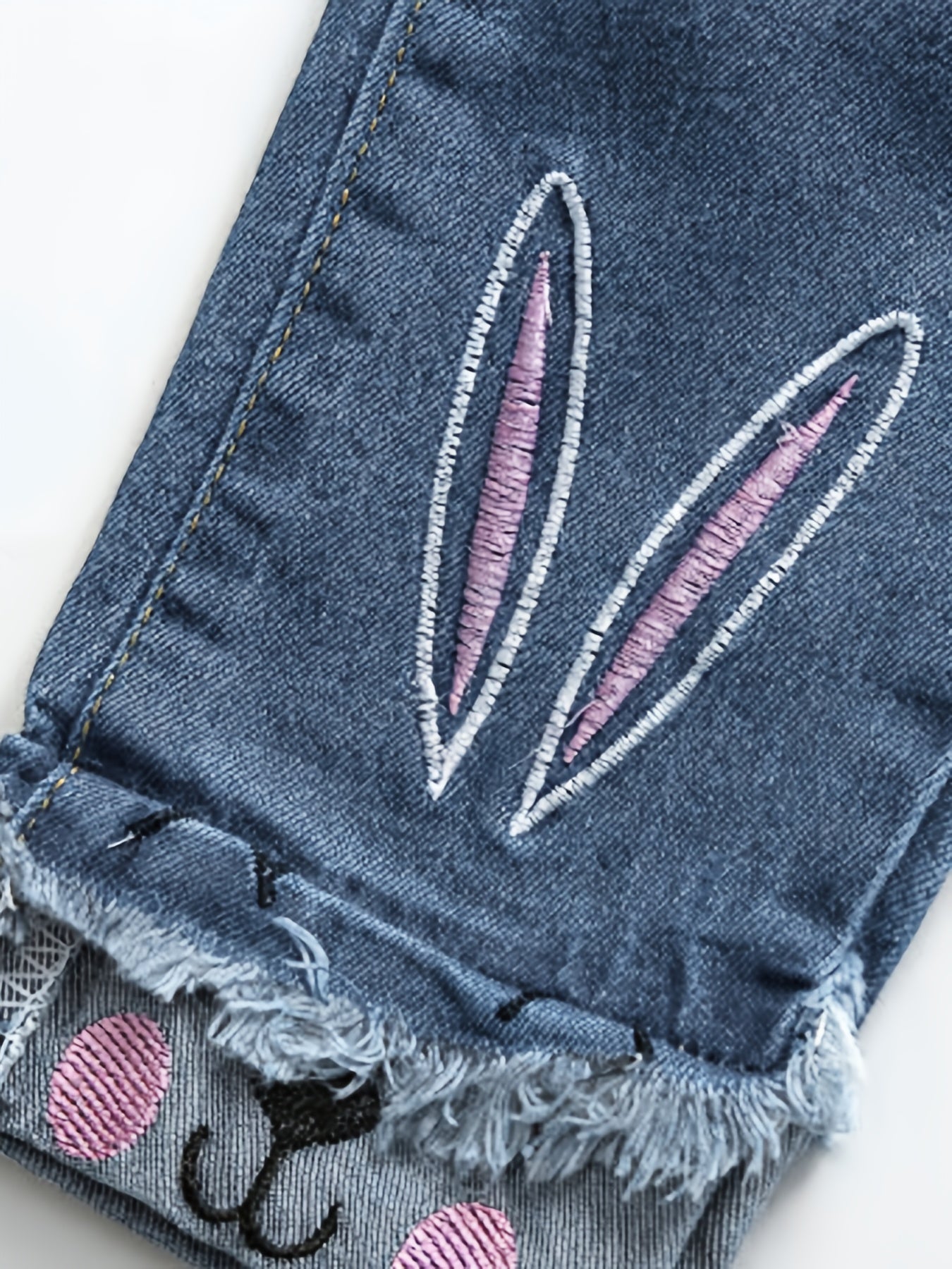 Boys Ripped Skinny Jeans Cat Design Tasseled Denim Pants