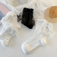 3 Pairs Ruffle Textured Socks Women's Stockings