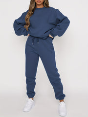Casual Two Piece Set Crew Neck Long Sleeve Tops & Jogger Pants
